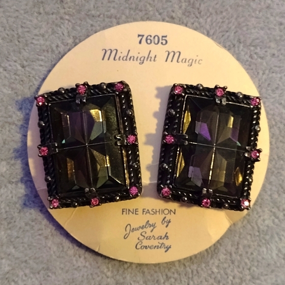 Sarah Coventry Jewelry - True Vtg. 1950s "Midnight Magic" Collectible Clip Earrings by Sarah Coventry